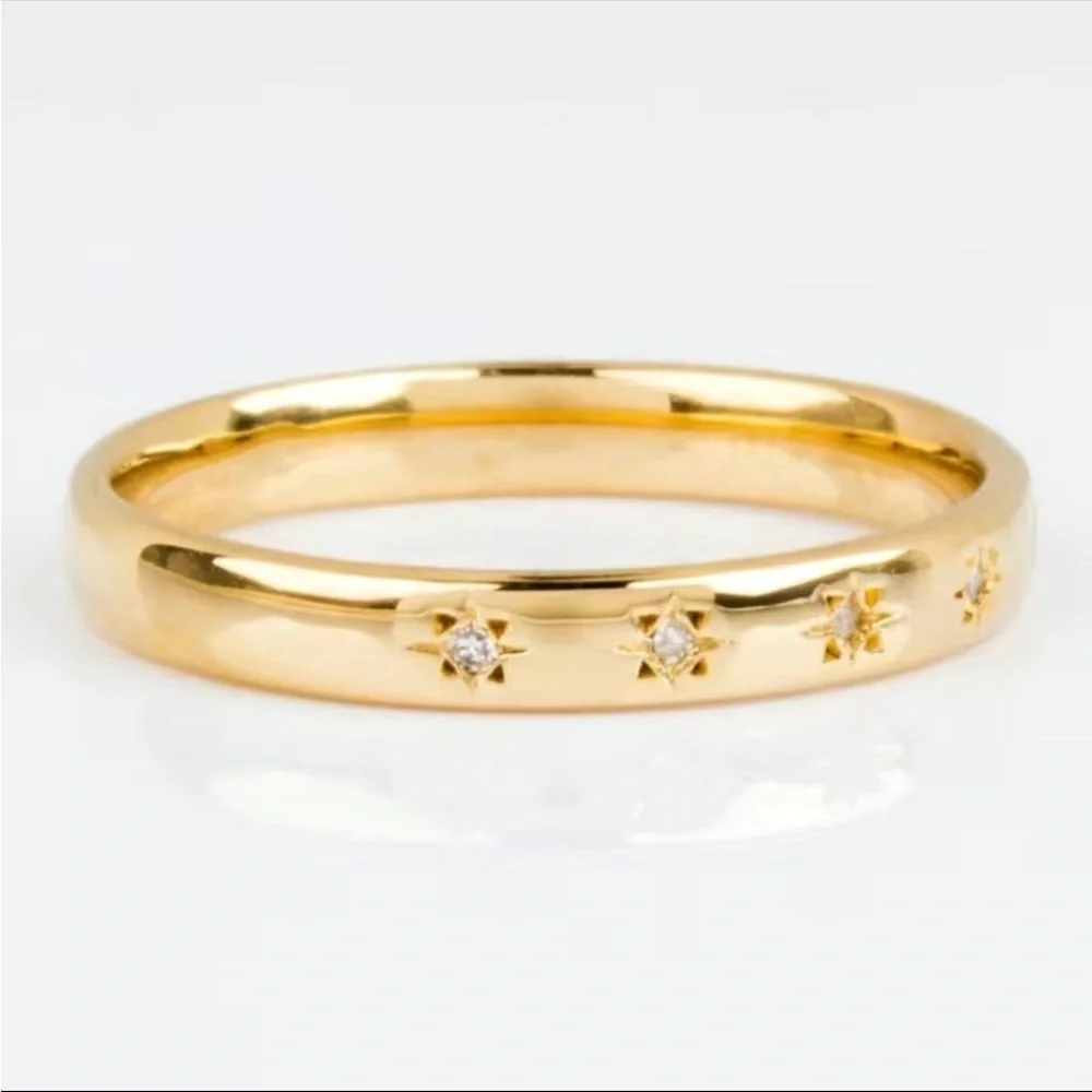 New Gorgeous 18K Gold Plated Stacking Diamond Band Ring - Picture 4 of 8
